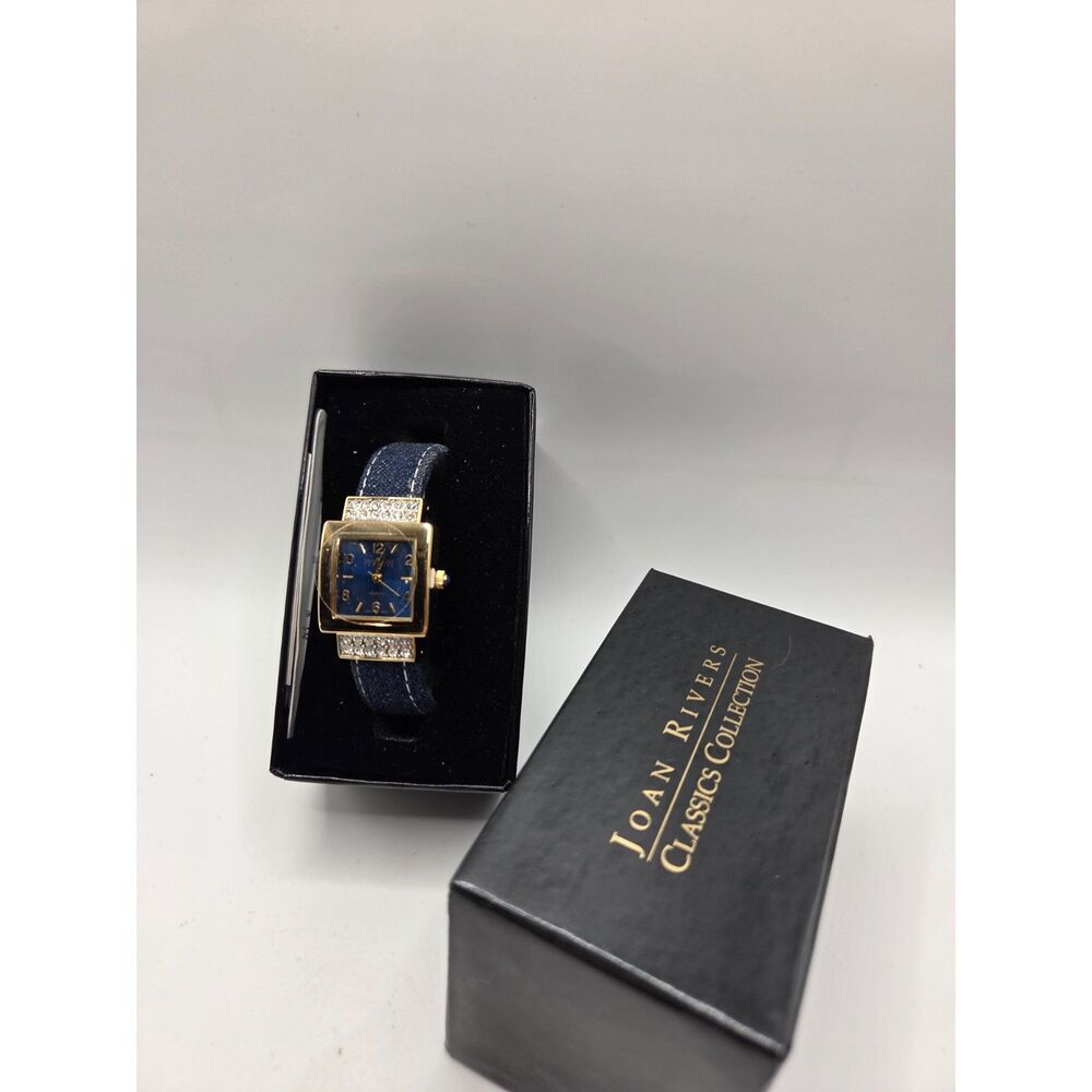 1814. Joan Rivers Classic Blue Denim Bangle Cuff Watch
